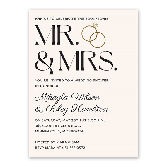 wedding shower invitation with rings illustration