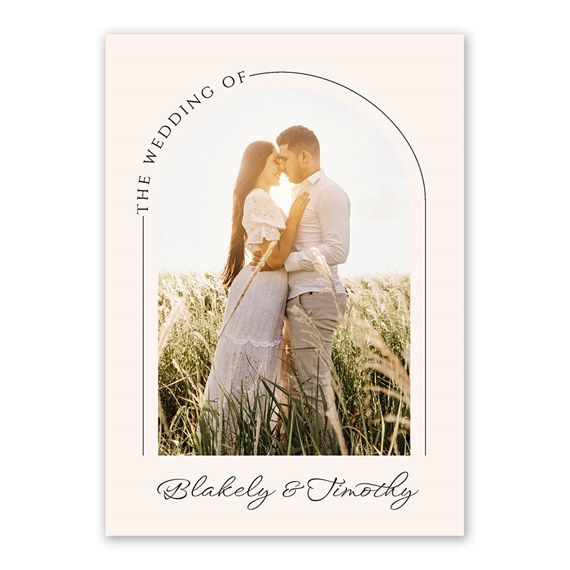 wedding invitation with photo area and text