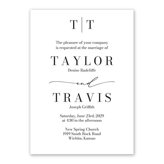 modern wedding invitation with elegant typography