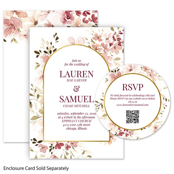 floral wedding invitation with RSVP card
