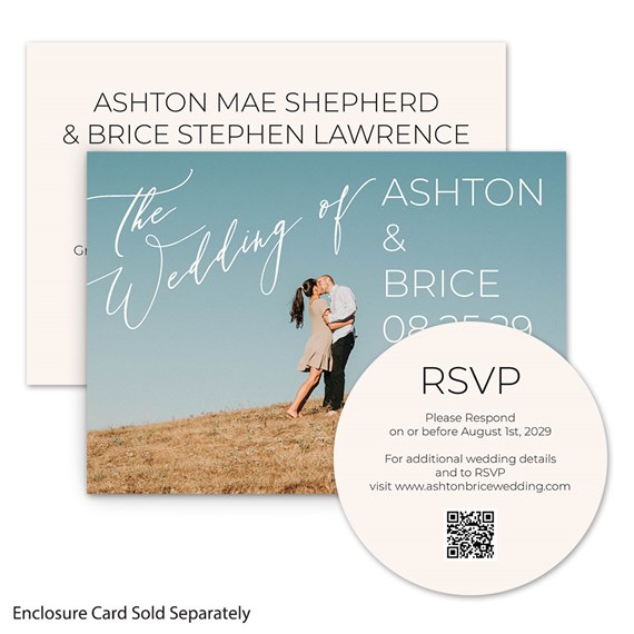 wedding invitation with RSVP card and customizable text area