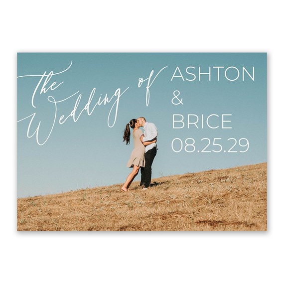 wedding invitation with photo area and text