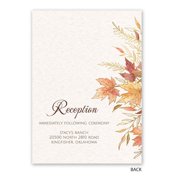 autumn leaves invitation with reception text