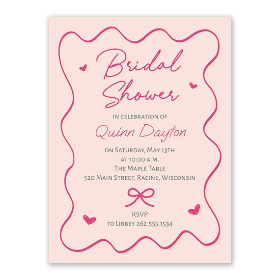 bridal shower invitation with decorative border and text