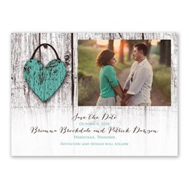 Wood Heart - Save the Date Card