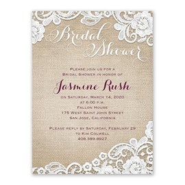 Burlap and Lace - Bridal Shower Invitation