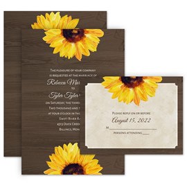 Country Sunflowers - Invitation with Free Response Postcard