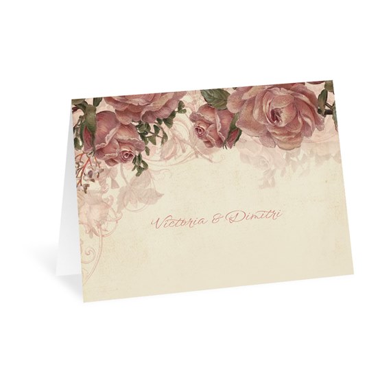 thank you card with vintage roses and customizable text area
