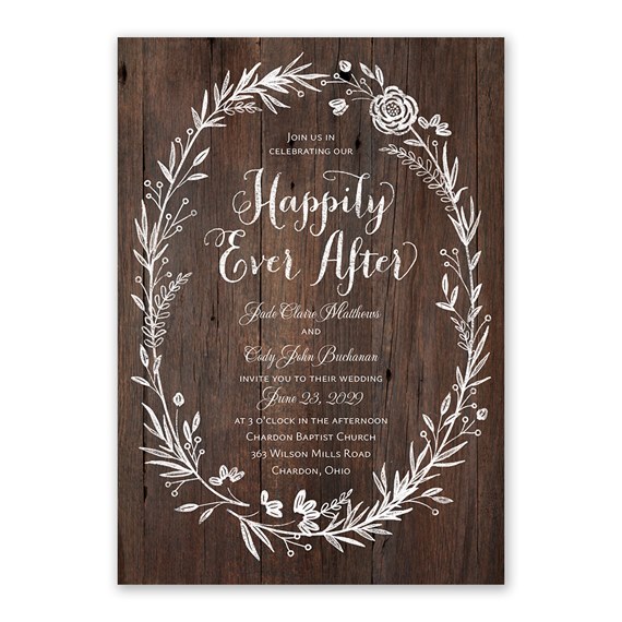 wedding invitation with photo area and floral design