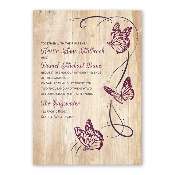 elegant butterfly swirl invitation design