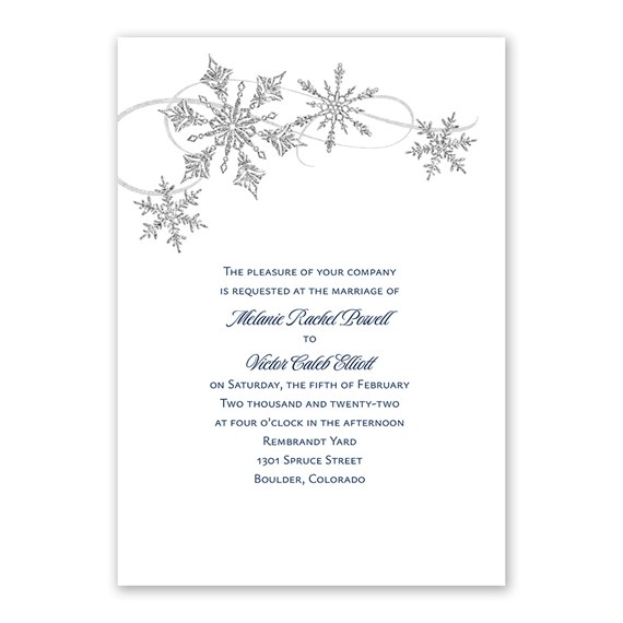 wedding invitation with snowflake design and text area