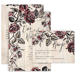 Rose Vines - Invitation with Free Response Postcard
