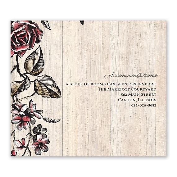 information card with floral design and text area