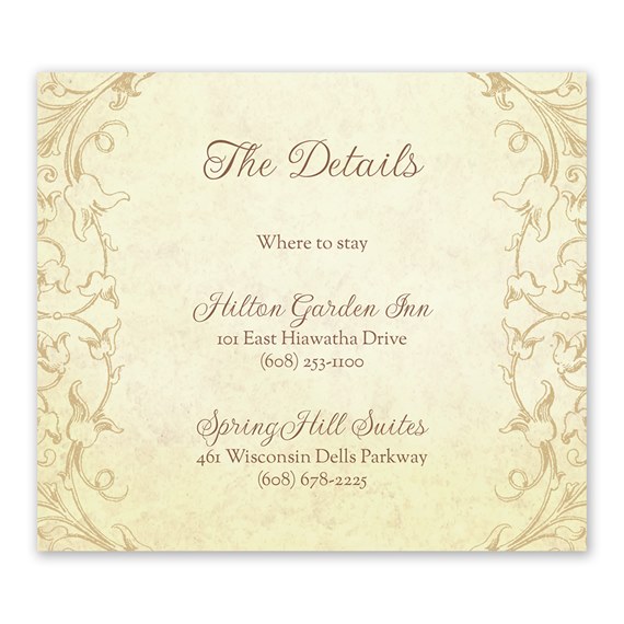 information card with floral design and text area
