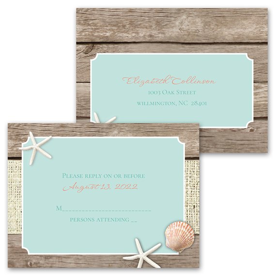 invitation card with beach theme, photo placeholder