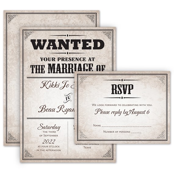 Western poster invitation with RSVP card