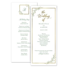 Christmas Wedding Programs Elegant Winter Greenery