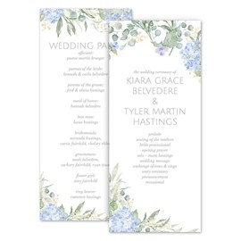 Blue Hydrangea - Wedding Program