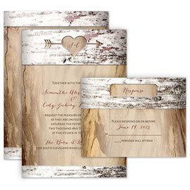 Carved Birch - Invitation with Free Response Postcard