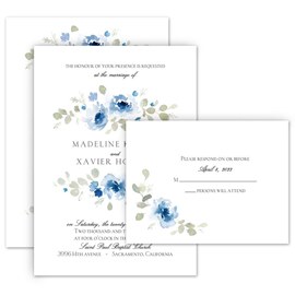 Petite Blooms - Aegean - Invitation with Free Response Postcard
