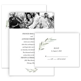 Minimalist Greenery - Invitation with Free Response Postcard