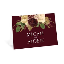 Budding Floral - Burgundy - Thank You Card