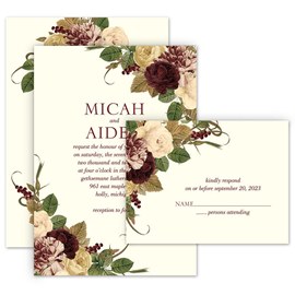 Budding Floral - Spirited - Invitation with Free Response Postcard
