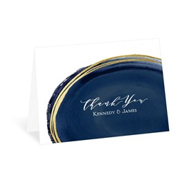 Gilded Watercolor - Navy - Thank You Card