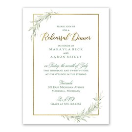 Greens and Gold - Rehearsal Dinner Invitation