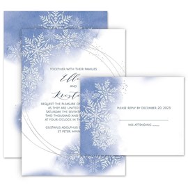 Watercolor Snowflake - Invitation with Free Response Postcard