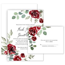 Lovely Rose - Invitation with Free Response Postcard