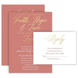 Elegant Flourish (Gold Blush Pink) Wedding Stamps - Luxury Wedding Invites