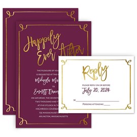 Golden Fairy Tale - Invitation with Free Response Postcard