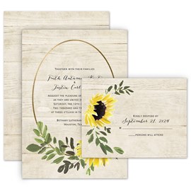 Golden Sunflower - Invitation with Free Response Postcard