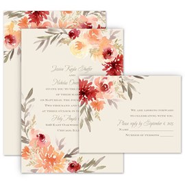 Apricot Floral - Invitation with Free Response Postcard