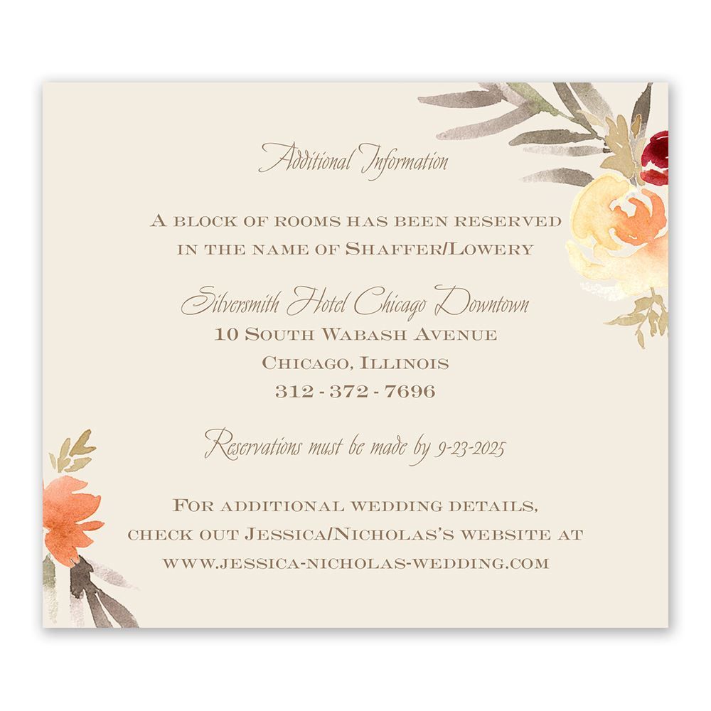 Apricot Floral Invitation with Free Response Postcard | Ann's 