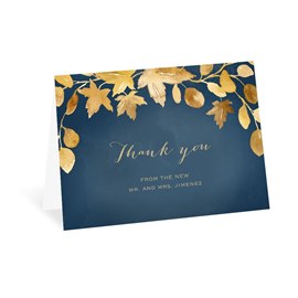Golden Leaves - Navy - Thank You Card