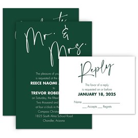 Classic Couple - Mr. and Mrs. - Invitation with Free Response Postcard