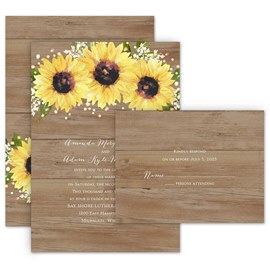 Sweet Sunflowers - Invitation with Free Response Postcard