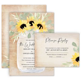 Pretty Sunflower - Invitation with Free Response Postcard