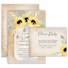 Apricot Floral Invitation with Free Response Postcard | Ann's 