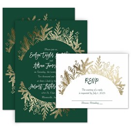 Golden Holiday - Invitation with Free Response Postcard