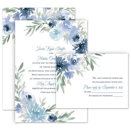 Blooming - Periwinkle - Invitation with Free Response Postcard