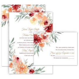 Blooming - Peach - Invitation with Free Response Postcard