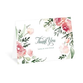 Watercolor Garden - Coral - Thank You Card