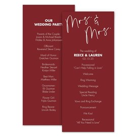 Classic Couple - Mrs. and Mrs. - Wedding Program