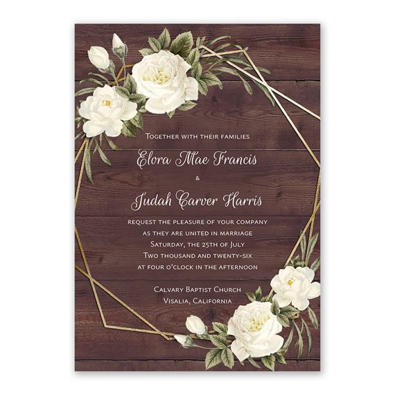 rustic floral invitation with photo area