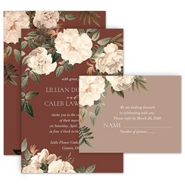 Vintage Floral - Spice - Invitation with Free Response Postcard