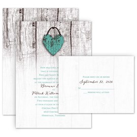 Wood Heart - Invitation with Free Response Postcard