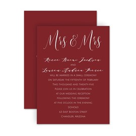 Newlywed - Mrs. and Mrs. - Reception Invitation